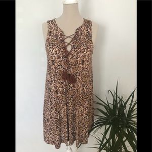 American Eagle Soft & Sexy Lace Up Tassel Dress